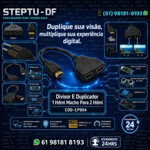 Divisor E Duplicador 1 Hdmi Macho Para 2 Hdmi Fêmea Arduino Automação COD-CP904