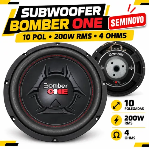 Subwoofer bomber one 200w rms, 10 pol, usei 2 semanas apenas