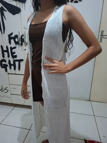Colete Branco Em Tricor