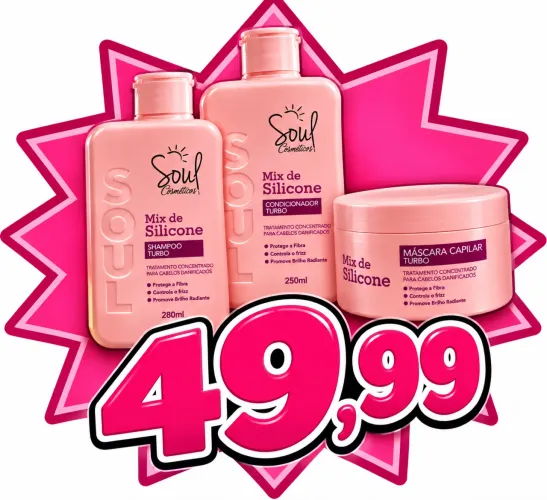 KIT SOUL COSMÉTICOS ? SHAMPOO + CONDICIONADOR + MÁSCARA