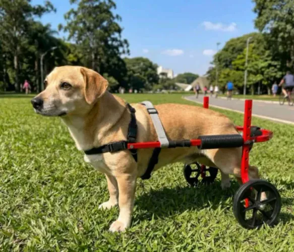 Andador de rodinhas pra cachorro 