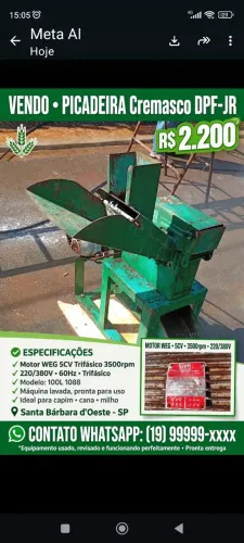PICADEIRA COMESCO 5HP TRIFÁSICA