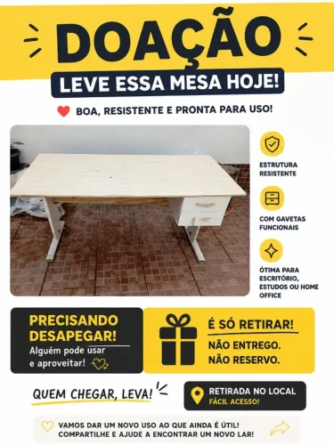DOAÇÃO - Mesa de Escritório - Retirar na Amaral Peixoto (VR)