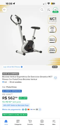 Bicicleta ergométrica por apenas 450,00