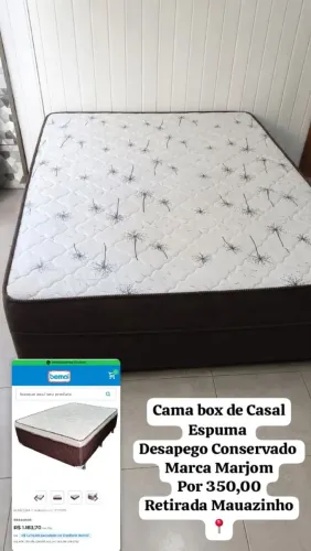 Cama de casal Box Espuma Marjom Espuma Bem Conservada Retirada Mauazinho ?
