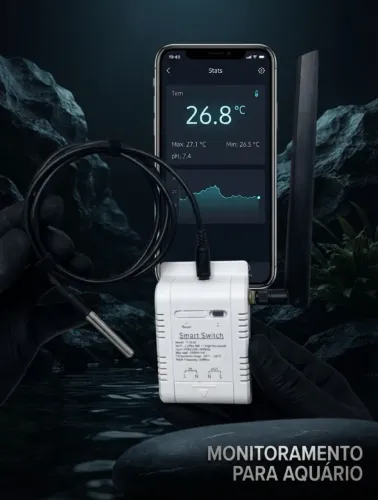 Interruptor Inteligente Wi-Fi Smart Switch 16A (3000W) com Sensor de Temperatura e Umidade