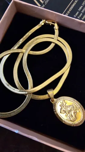 Medalha sao jorge corrente banhado a ouro com certificado
