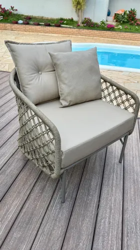 poltrona alumínio corda náutica almofada aquablock área externa leitura jardim