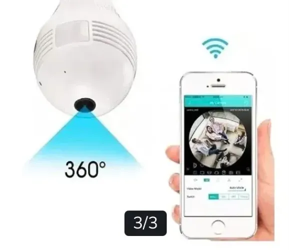 Câmera Lampada Wifi VR CAM 360° Full Hd