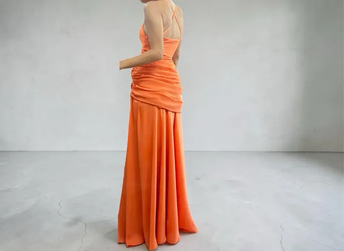 Vestido de festa longo laranja - Tam. P - Usado 1 vez