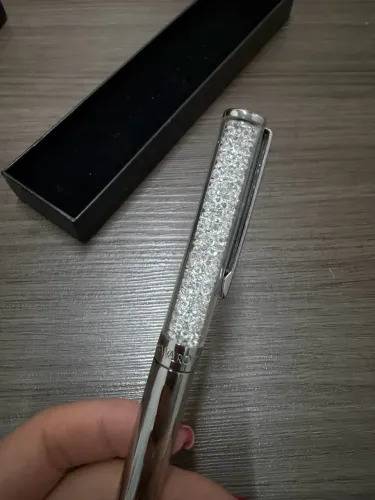 Caneta Swarovski Prata Original