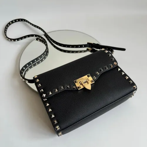 Bolsa em couro legítimo preto modelo italiano Valentino garavani spike rockstud 