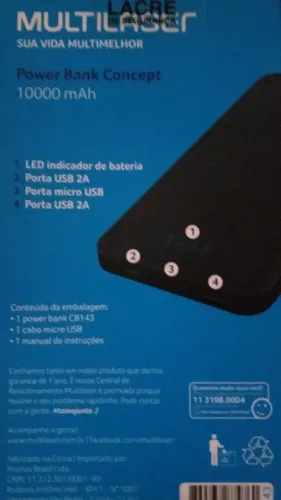POWERBANK CARREGADOR PORTÁTIL MULTI 10.000 mAh