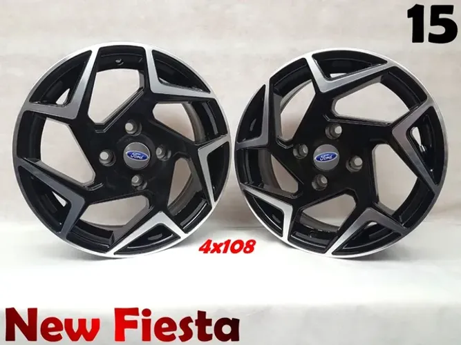 Roda aro 15 Ford New Fiesta preta com diamantado 4x108 jogo