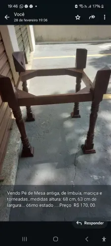 Vendo Pé de Mesa antiga, de Imbuía