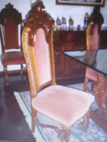 Cadeiras estilo Colonial Cerejeira Maciça Entalhada