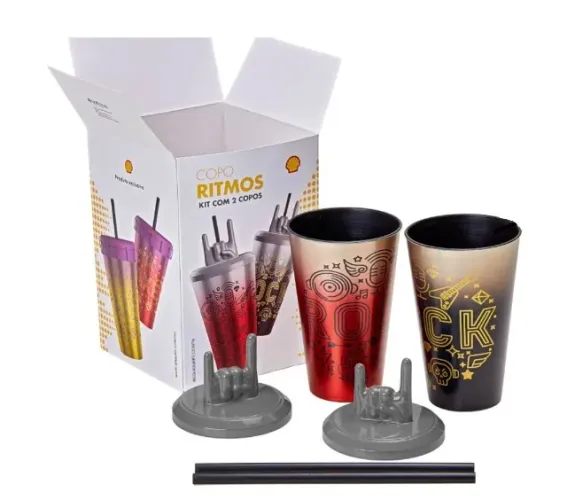 Kit Com 2x Copos Rock 550ml Linha Ritmos Colecionáveis Shell - Novos Na Caixa!