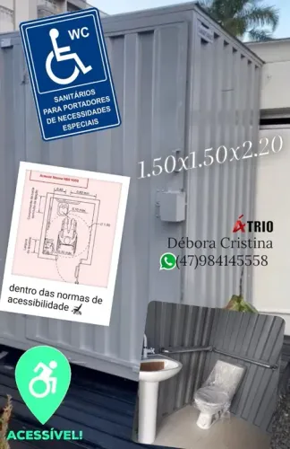 Contaienr banheiro desmontável 1.50x1.50x2.20 