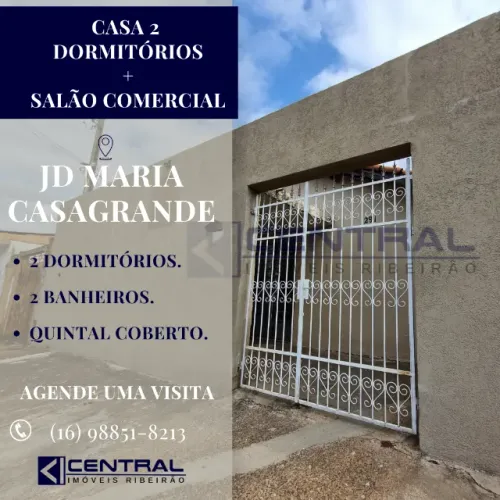 Casa com 2 dormitórios e Salão comercial. Maria Casagrande.