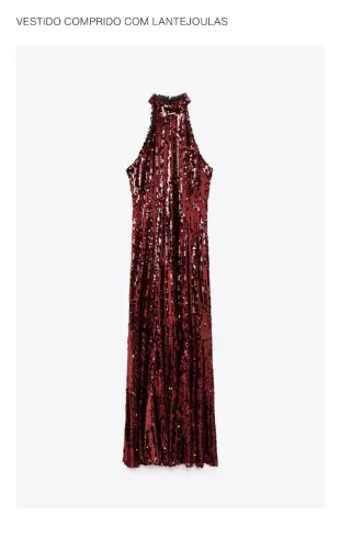 Vestido de festa paetê vinho ZARA 
