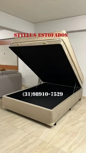 Base box baú casal com colchão 