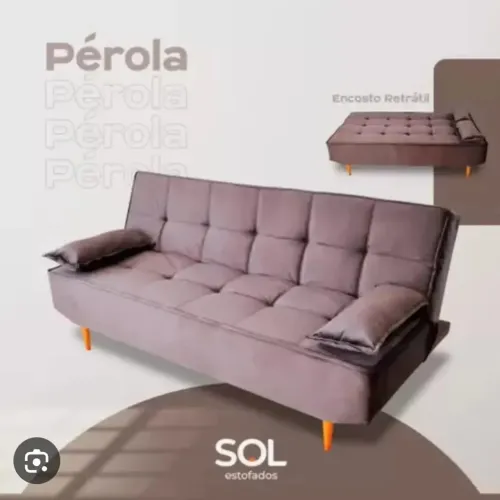Sofá-cama rubi na cor marrom