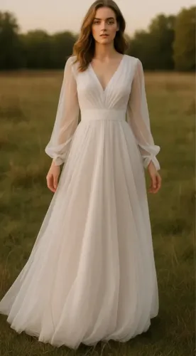 Vestido de noiva elegante e romântico