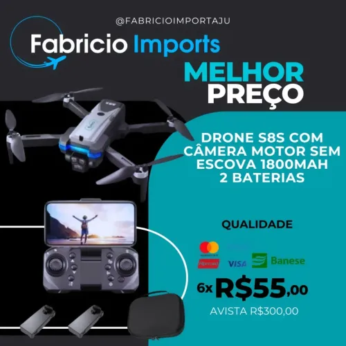 Drone S8S Motor Sem Escova 2 Baterias