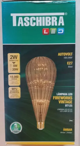 Lâmpada LED Taschibra Fireworks Vintage (balão)
