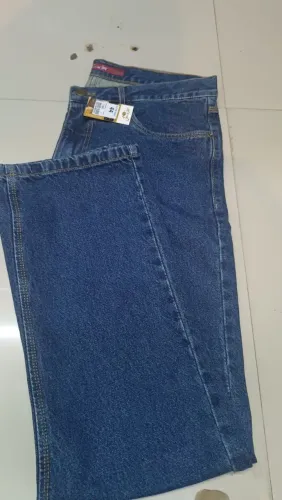 Calças jeans tradicional pernas mais larga várias cores 