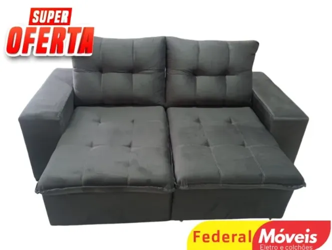 Sofá 2,00m Retrátil e Reclinável Veludo D33 CINZA (ENTRE EM CONTATO CONOSCO)