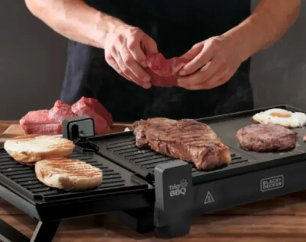 Churrasqueira Elétrica Black+Decker Trio BBQ - Nova