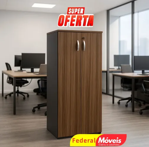 Armário para Escritório Alto Fechado 2 Portas 1,59x0,80x0,42 - Resistente e funcional!