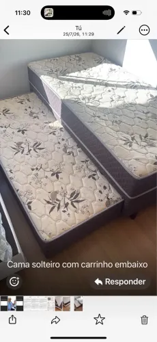 Vendo cama com colch?o solteiro com carrinho auxiliar e colch?o