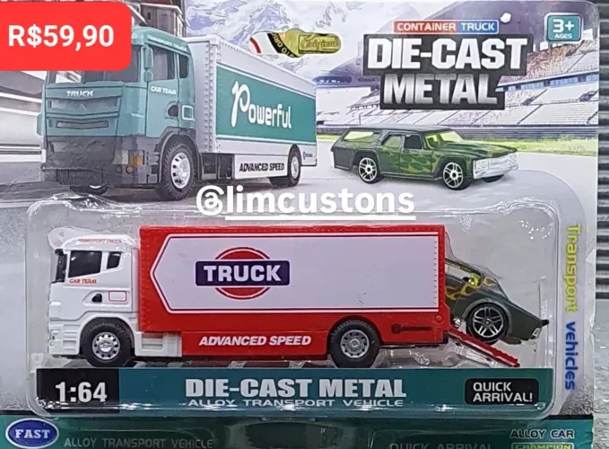 Caminhao Transport 1/64 Alloy Models Vermelho com branco 