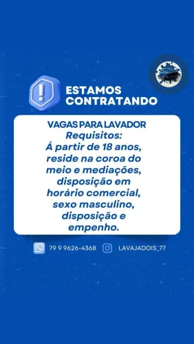 Vaga para lavador de carro 