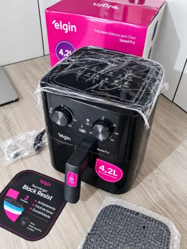 ? Air Fryer Elétrica Elgin 4,2L 1400W Fritadeira Sem Óleo Quad Fry