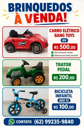 Carrinho Elétrico Infantil Bang Toys 6v Esporte Luxo! Trator pedal e Bike aro 12
