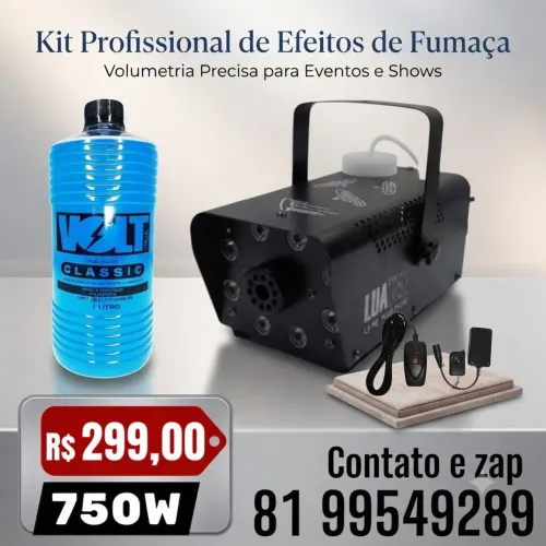 MAQUINA DE FUMAÇA 750W COM 1 LITRO DE FLUÍDO