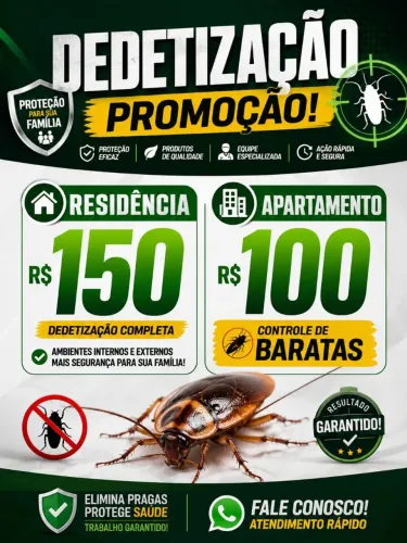Dedetização sem cheiro promoção residência e apartamento