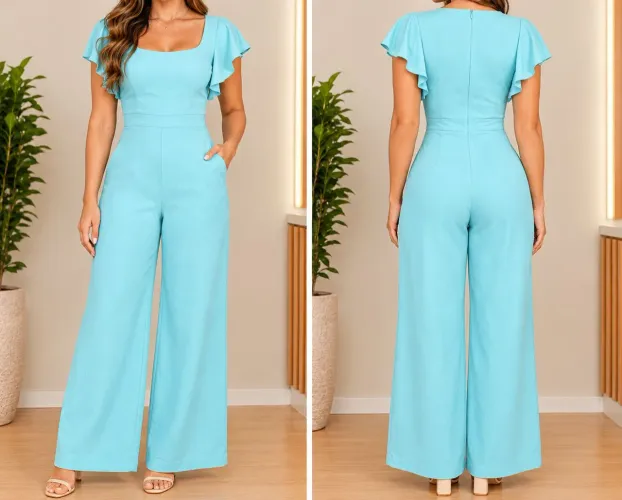 Macacão feminino azul bebê