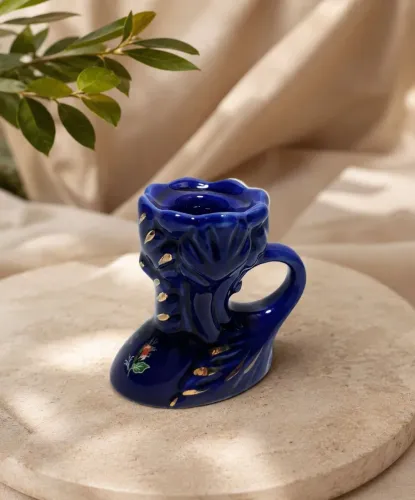 Castiçal de porcelana azul