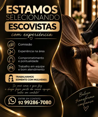 Estamos selecionando escovistas com experiência e