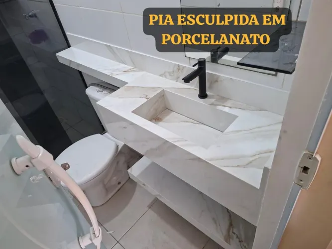 Pia de banheiro em porcelanato 