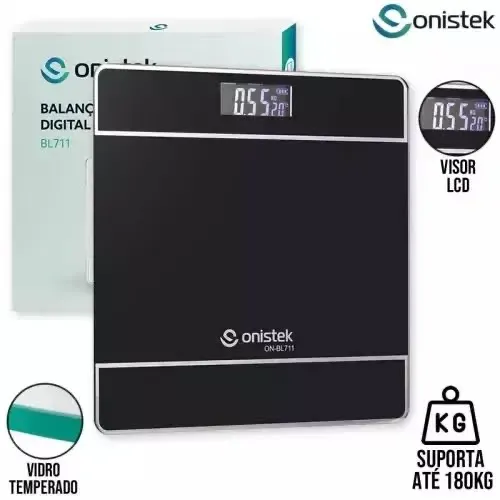 Balança Corporal Digital até 180Kg Vidro Temperado Onistek