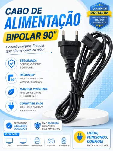 Cabo de alimentação bipolar 90°
