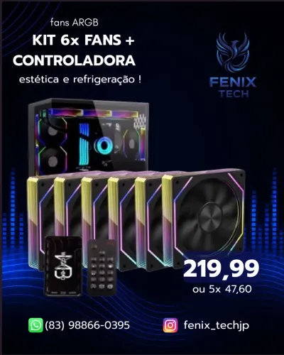 KIT 6x fan wovibo + controladora argb !