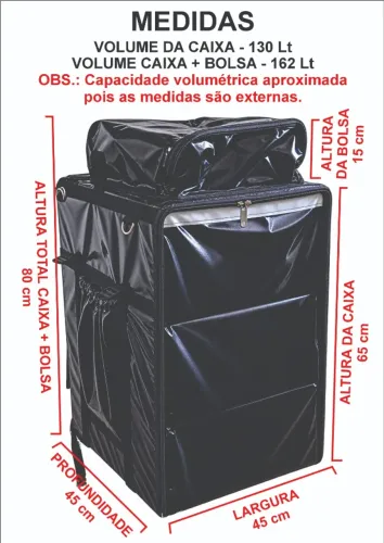 BAG 162 LITROS PARA ENTREGAS EM MOTO