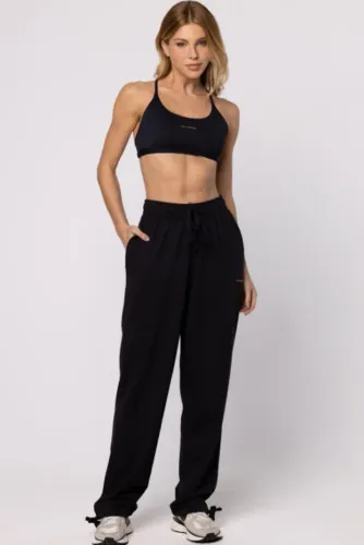 Calça oversized de Moletinho Preto