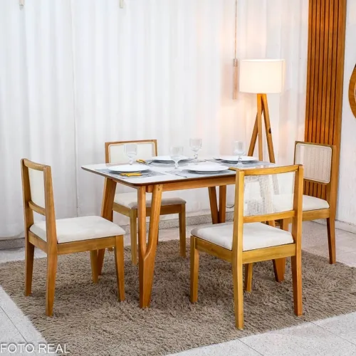 Mesa de Jantar Siena 120x90 com 4 cadeiras rf88m